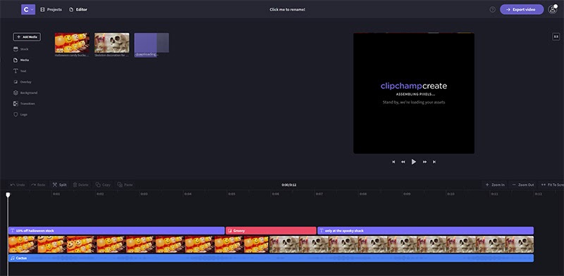 Clipchamp video editor interface