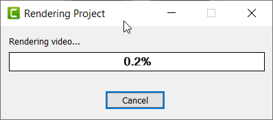 A screenshot of a Rendering video progress bar