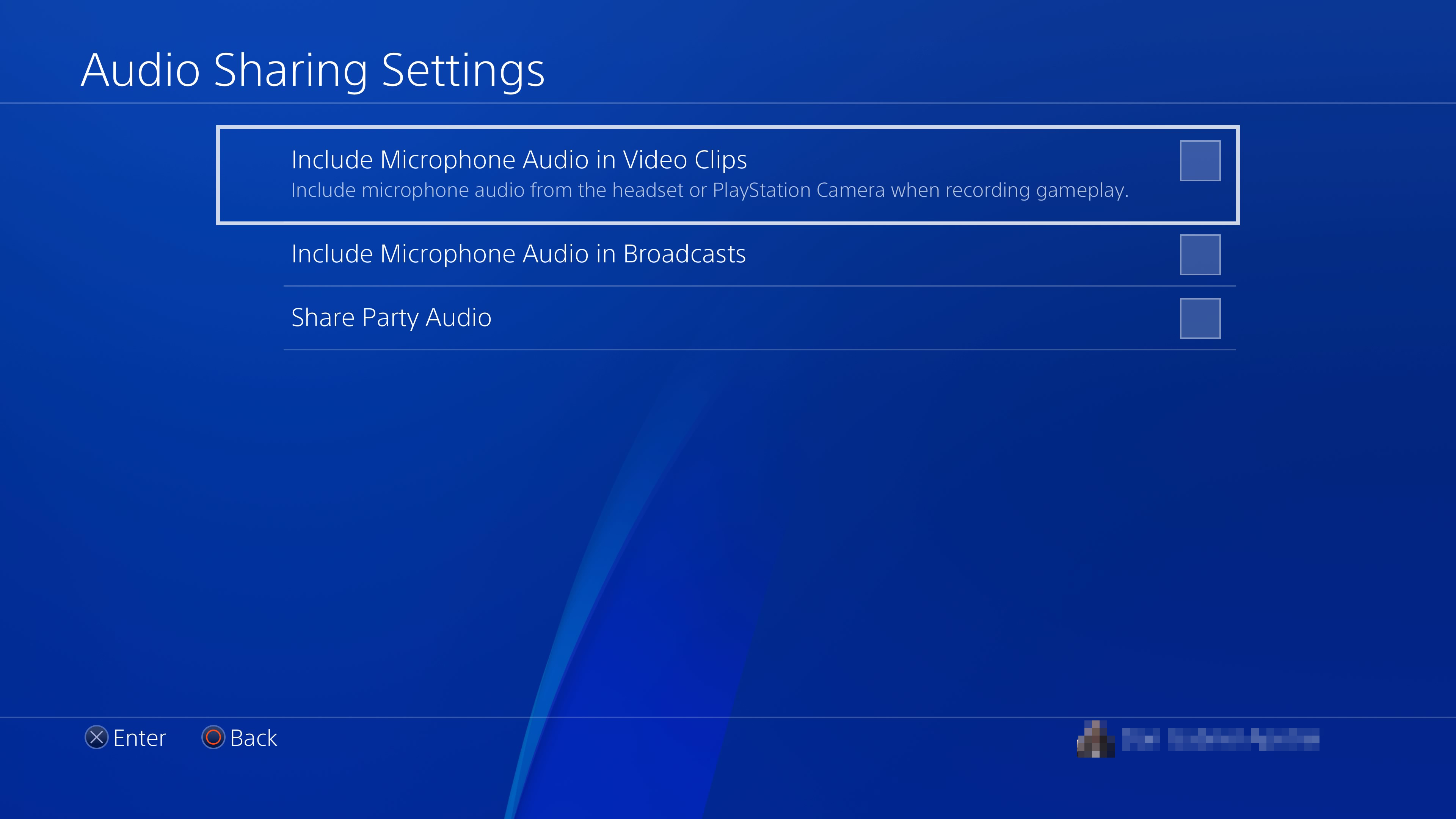 PS4 stream audio sharing settings