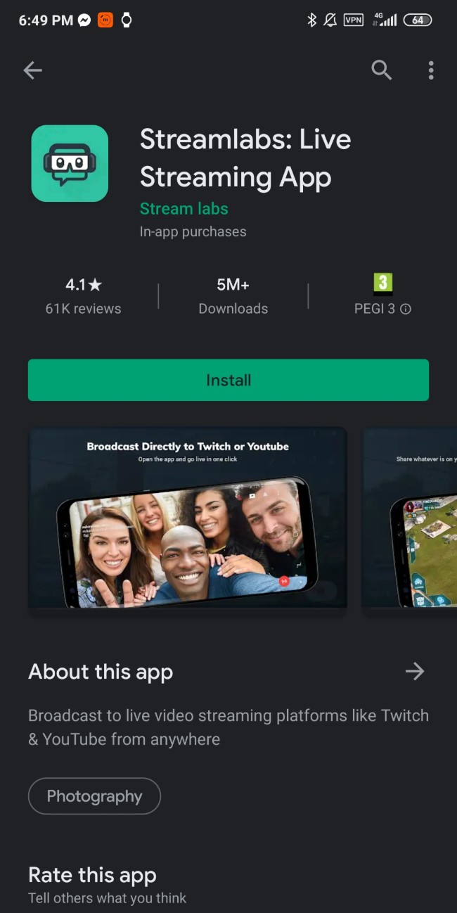 twitch streaming software android