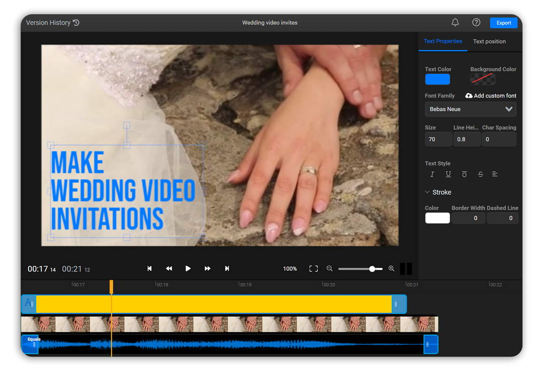 Hacer video invitacion boda | Función online fácil de usar | Flixier, image size:1080x737