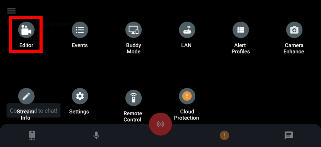 Steramlabs app stream options screen