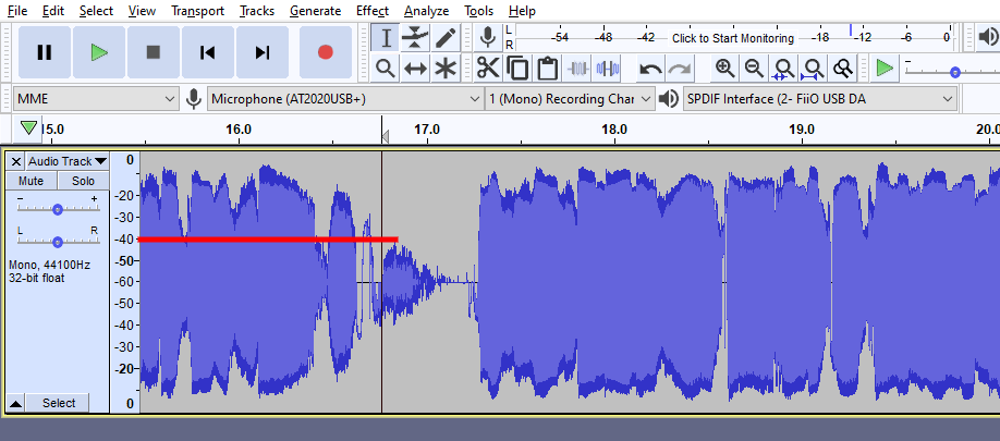 Eine grafische Darstellung, die Ihnen helfen soll zu verstehen, wie Sie visuell identifizieren können, welchen Schwellenwert Sie für Ihr Noise Gate einstellen müssen.