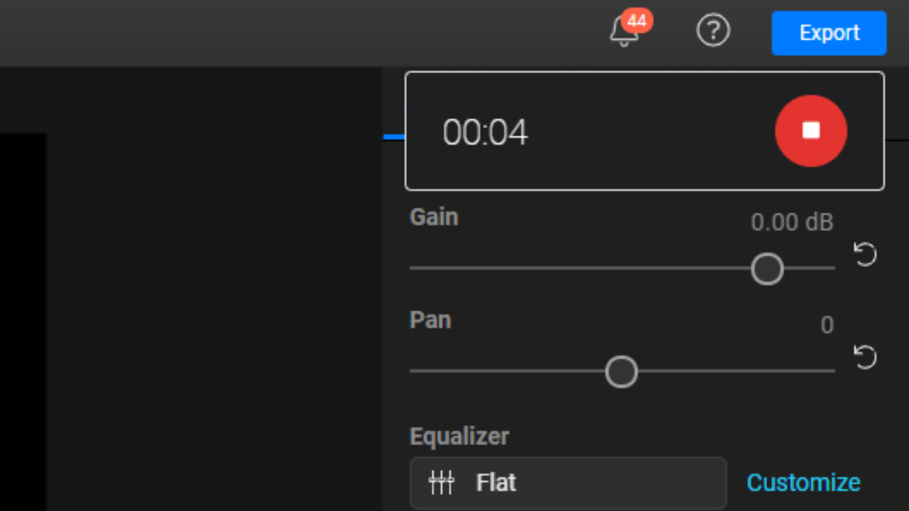 The screen recording timer and stop button