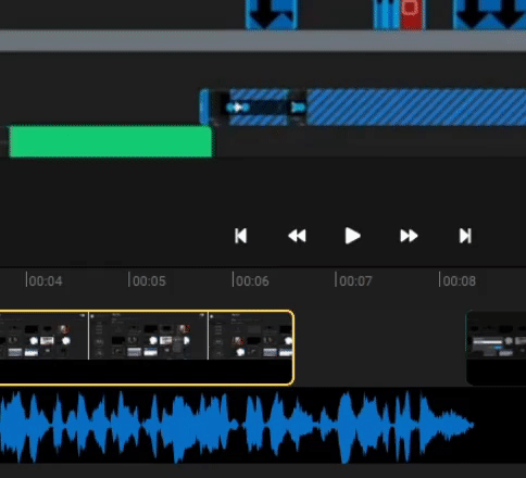 A transition being added to two overlapping video tracks.