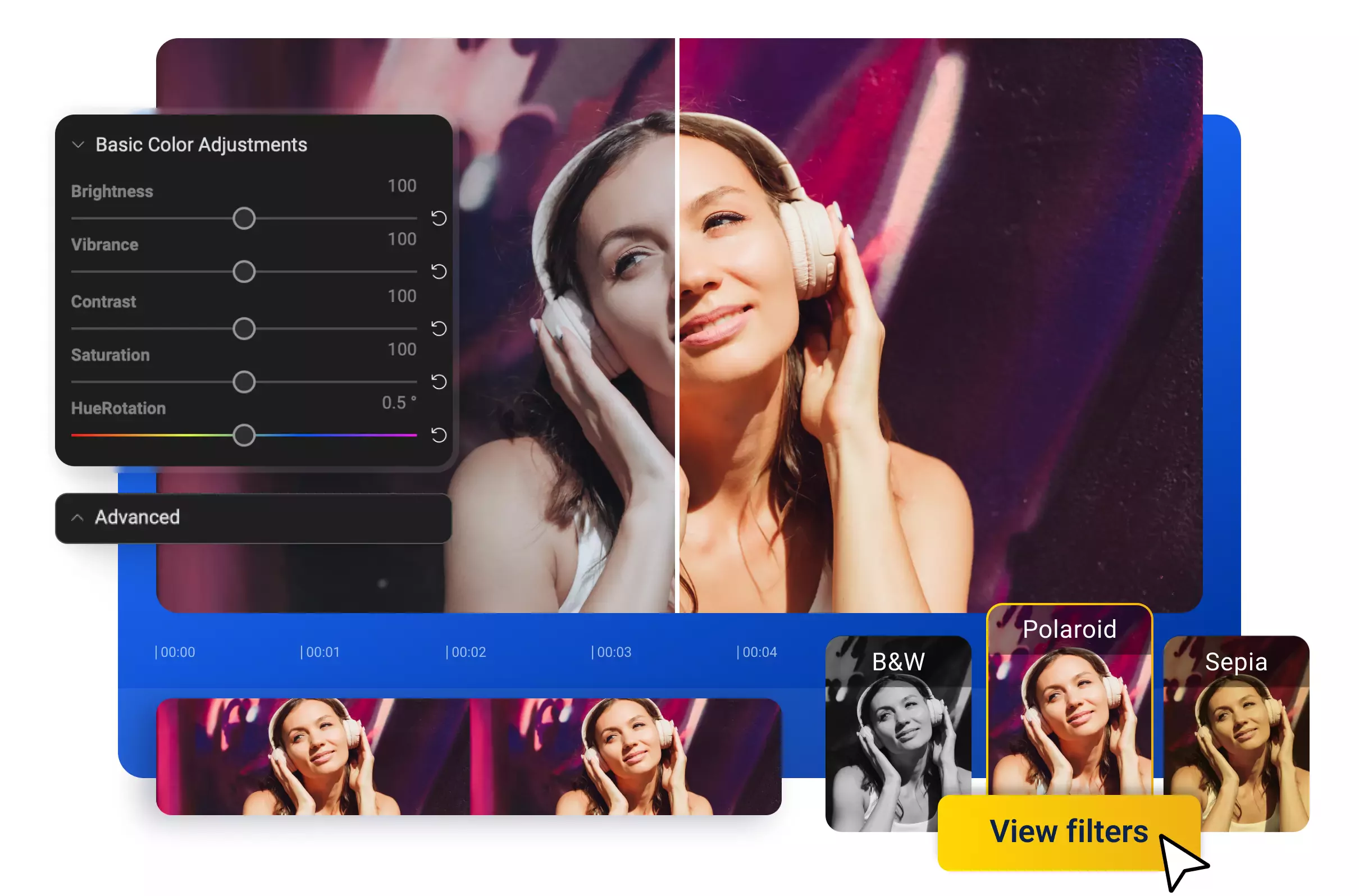 Online userfriendly video color correction tool Flixier