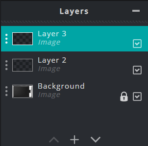 The Pixlr online editor layer management window. 