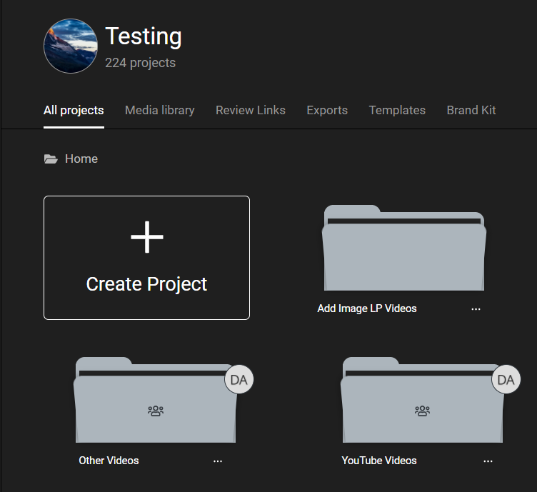 The Flixier project management dashboard