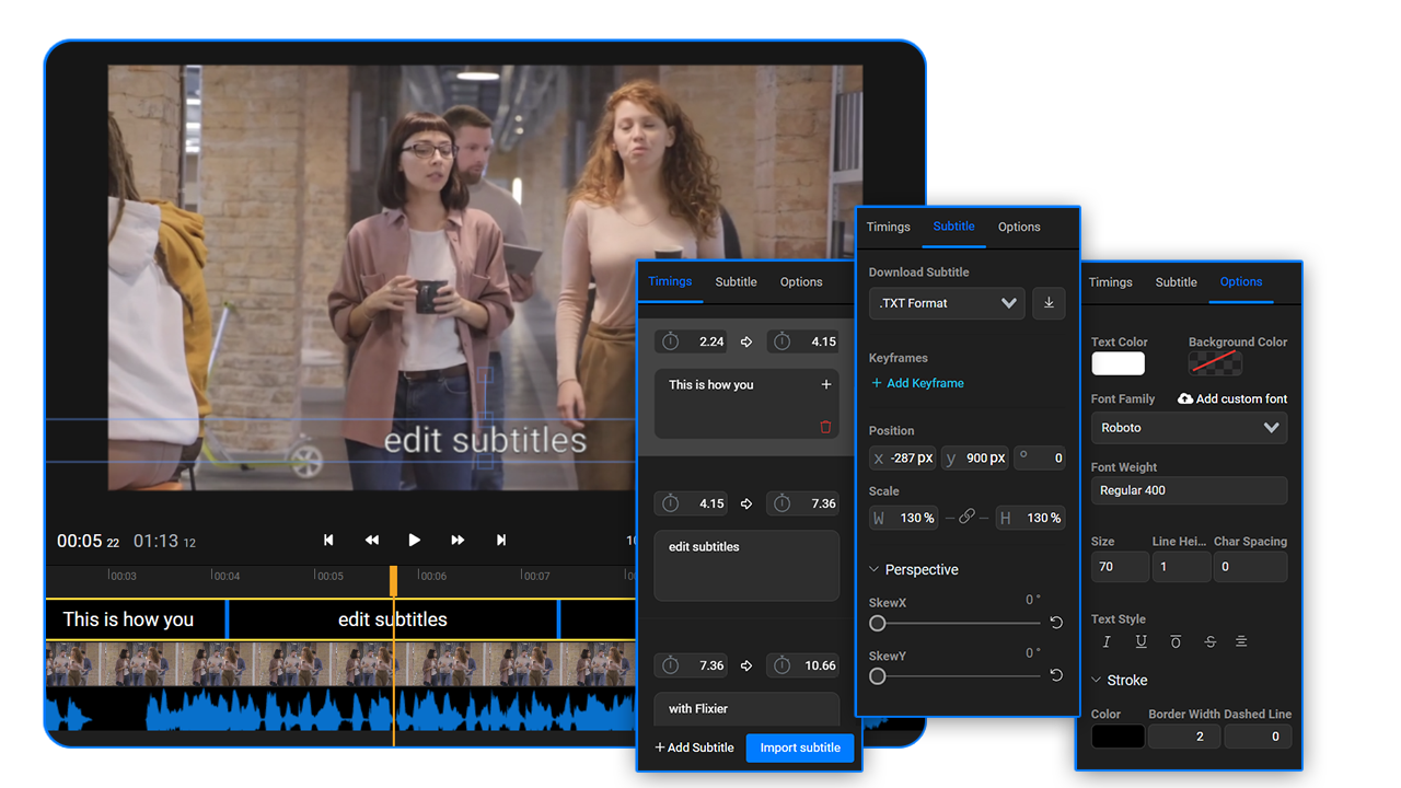 Create subtitles. Create subtitles