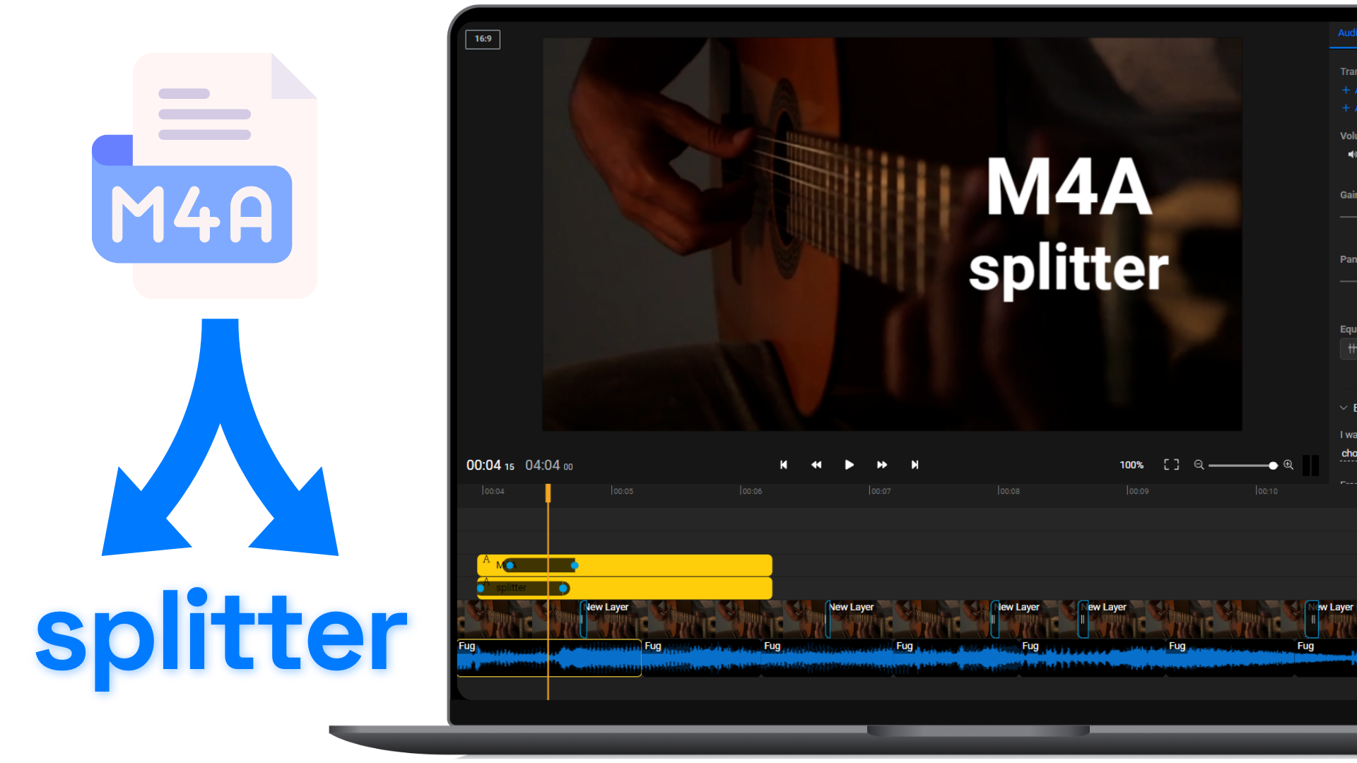 M4a Decoder Split M4A Files into Tracks Online | Flixier’s M4A Splitter