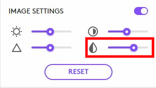 Logi Capture Image settings with the saturation slider highlighted