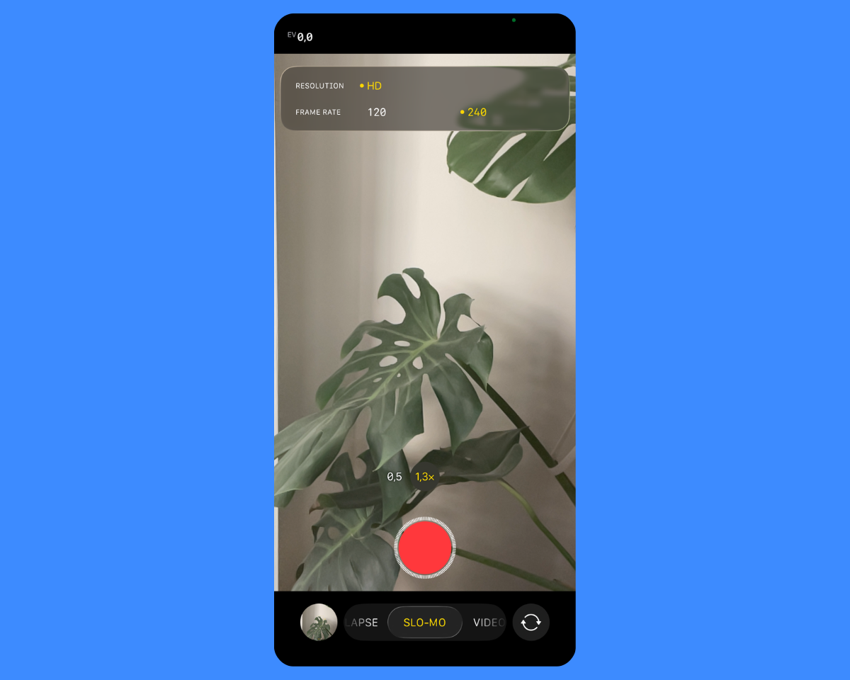 slow motion settings on iphone camera