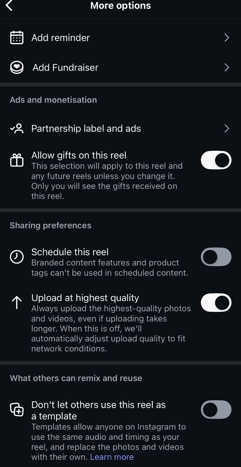 Instagram Gifts on reel