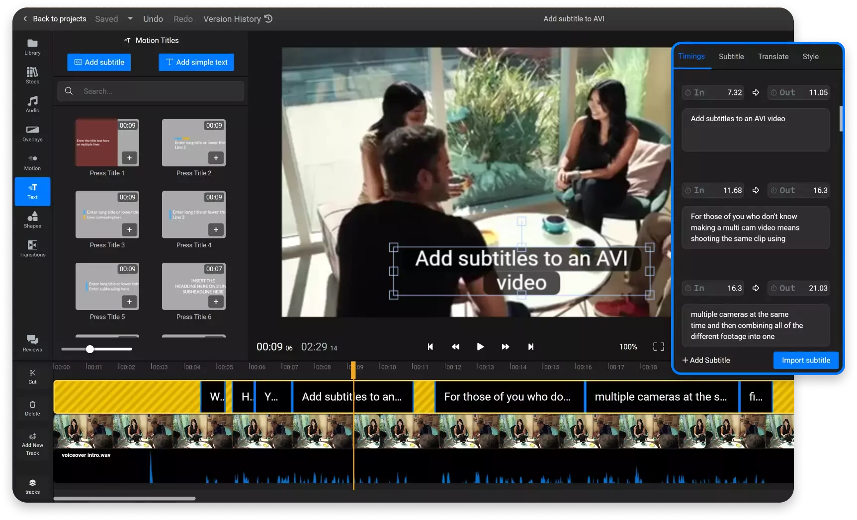 Add Subtitle to AVI Videos Online