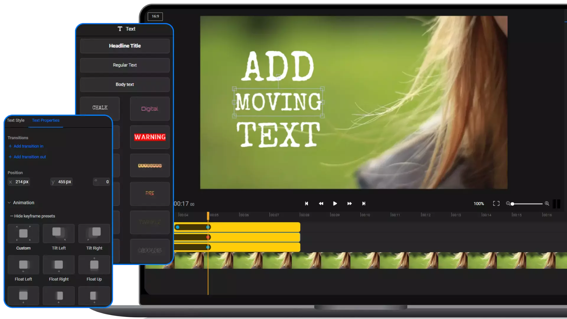 Add Moving Text to Video with Flixier