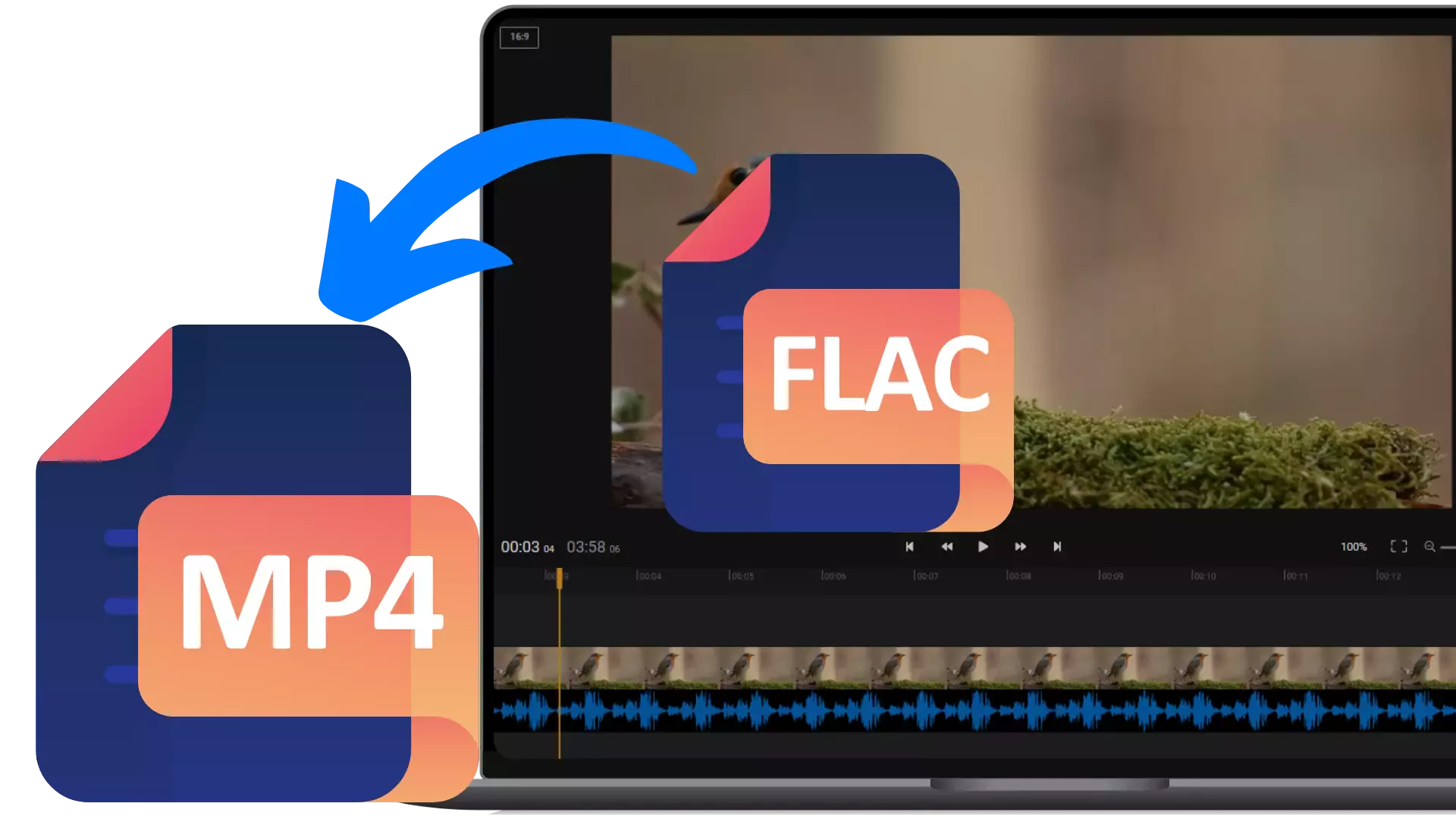 Convierte FLAC a MP4 rápido
