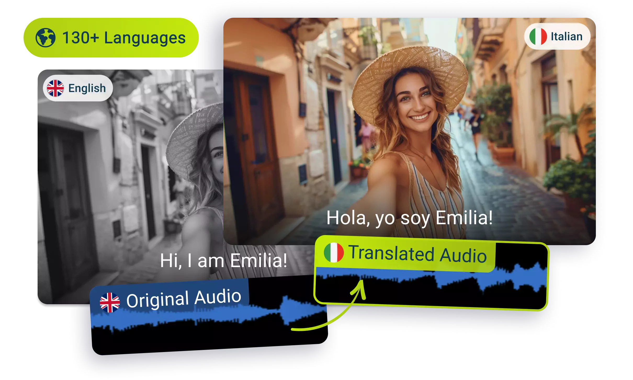 Traduce voz de inglés a italiano con IA