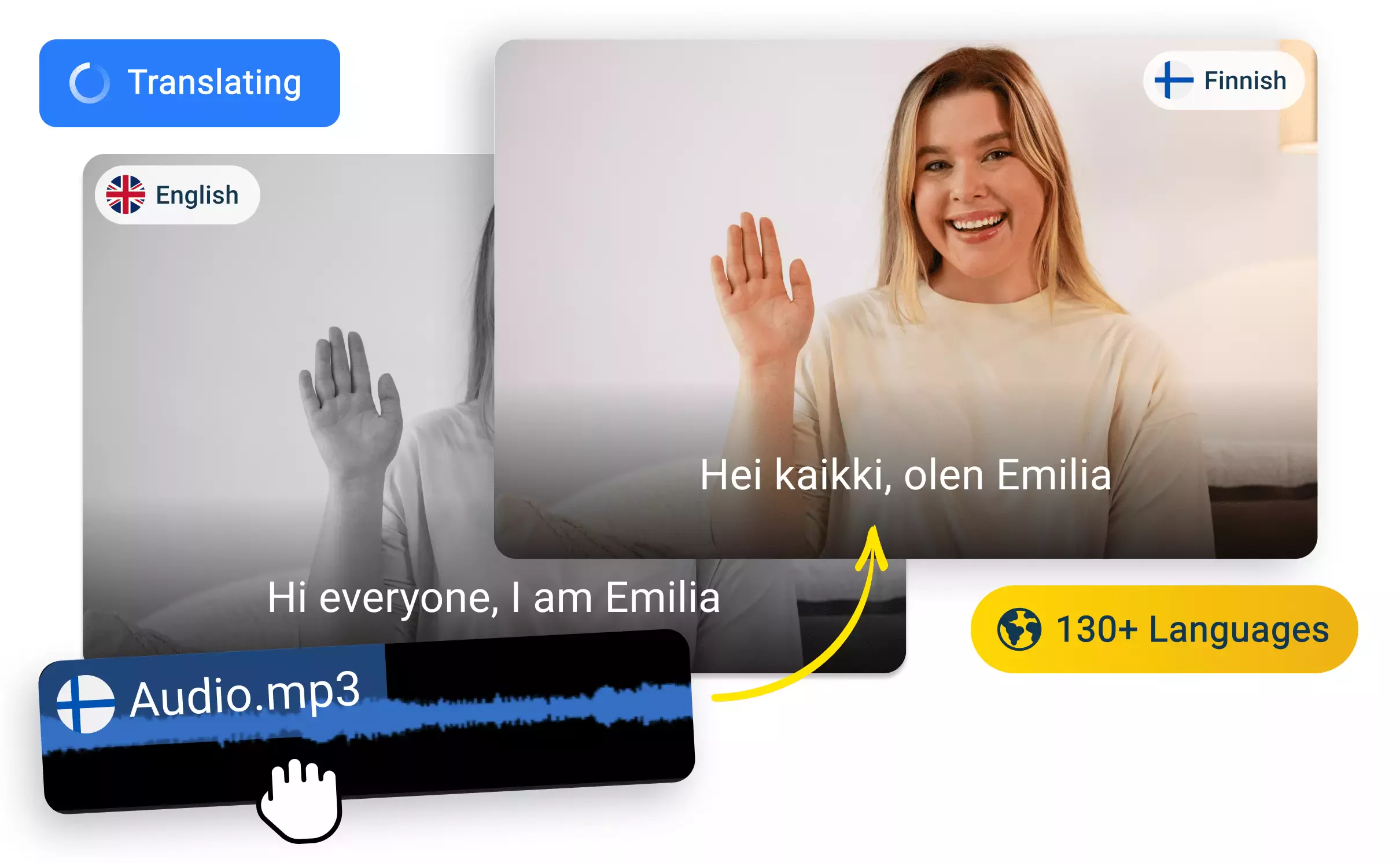 Traducción de audio de inglés a finlandés