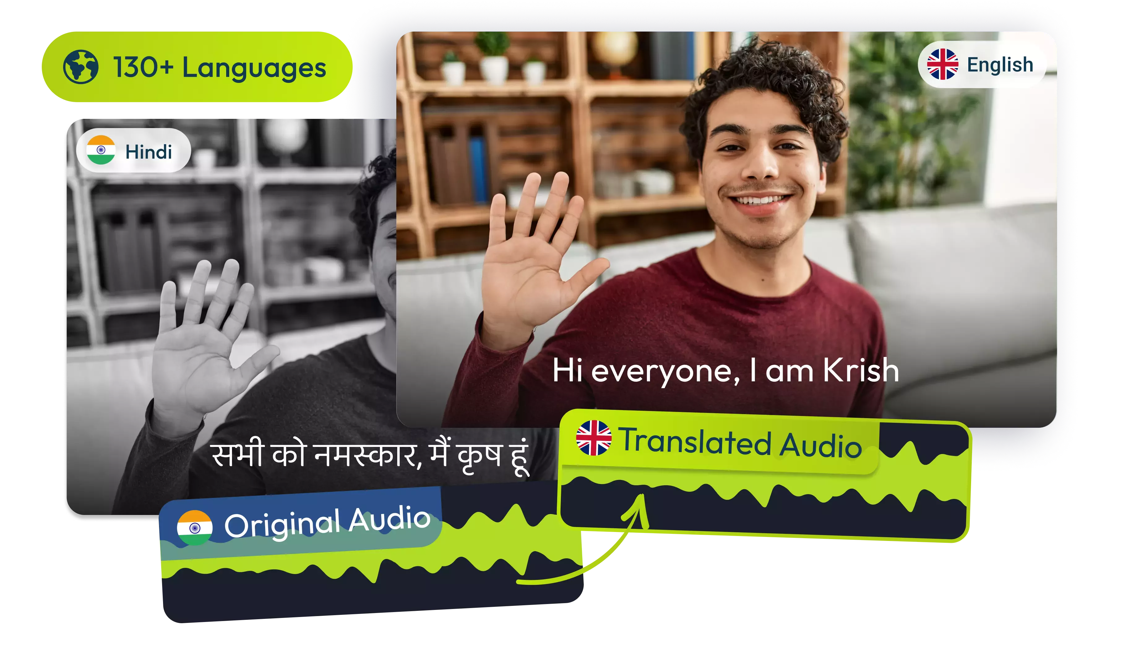 Traduce audio de hindi a inglés con IA