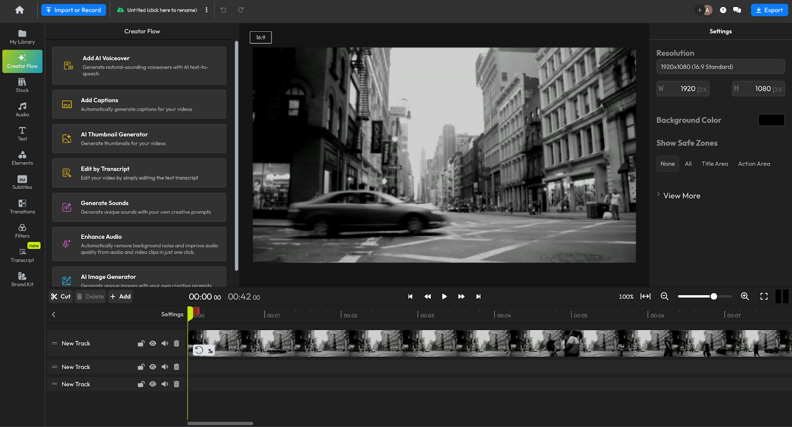 flixier for mac dashboard