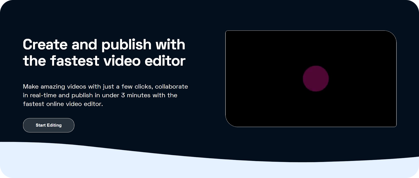 A screenshot of the Flixier website. The text in the image talks about how easy it is to make amazing videos and collaborate with team-members using Flixier.