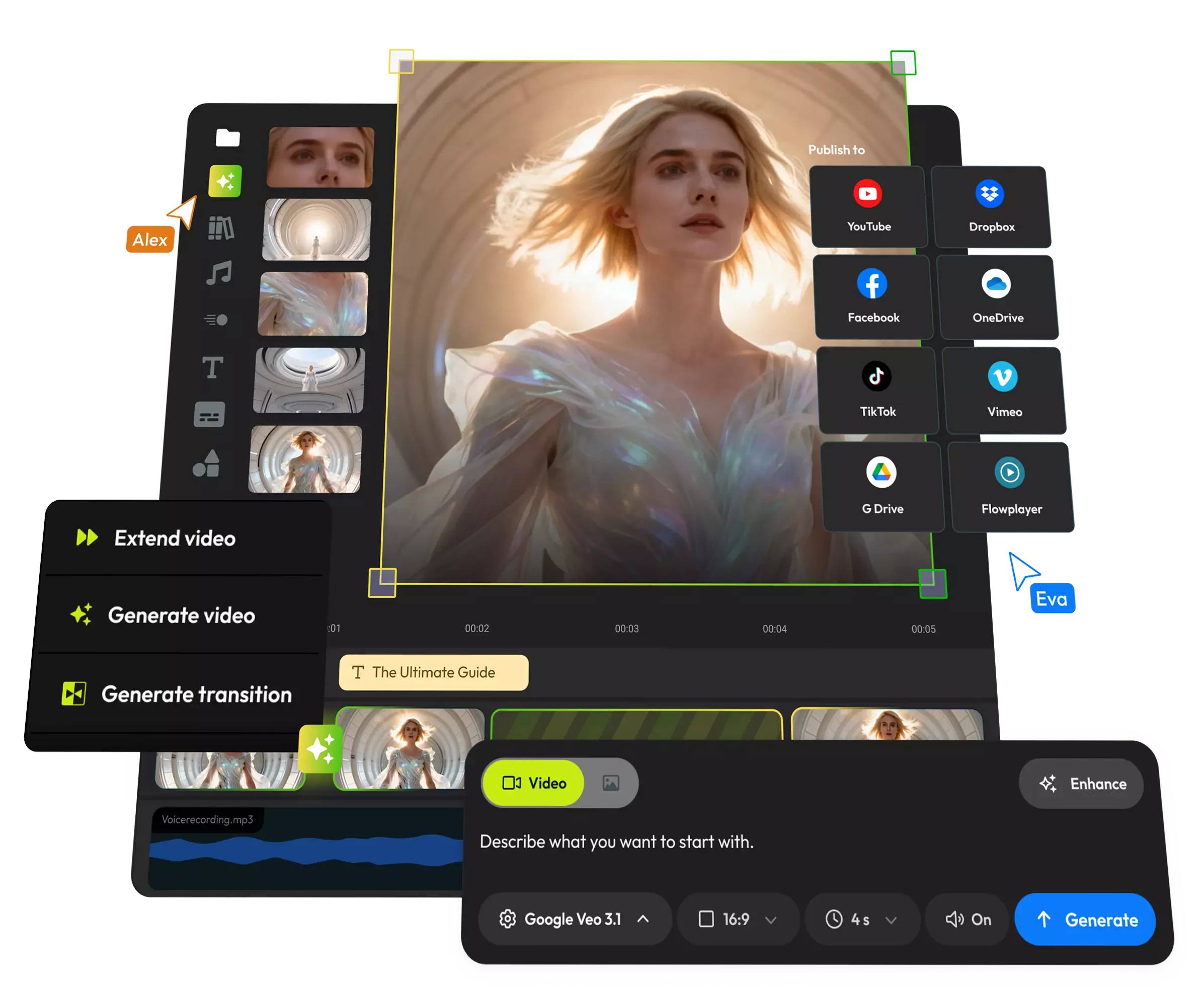 Video editor showing a person surfing