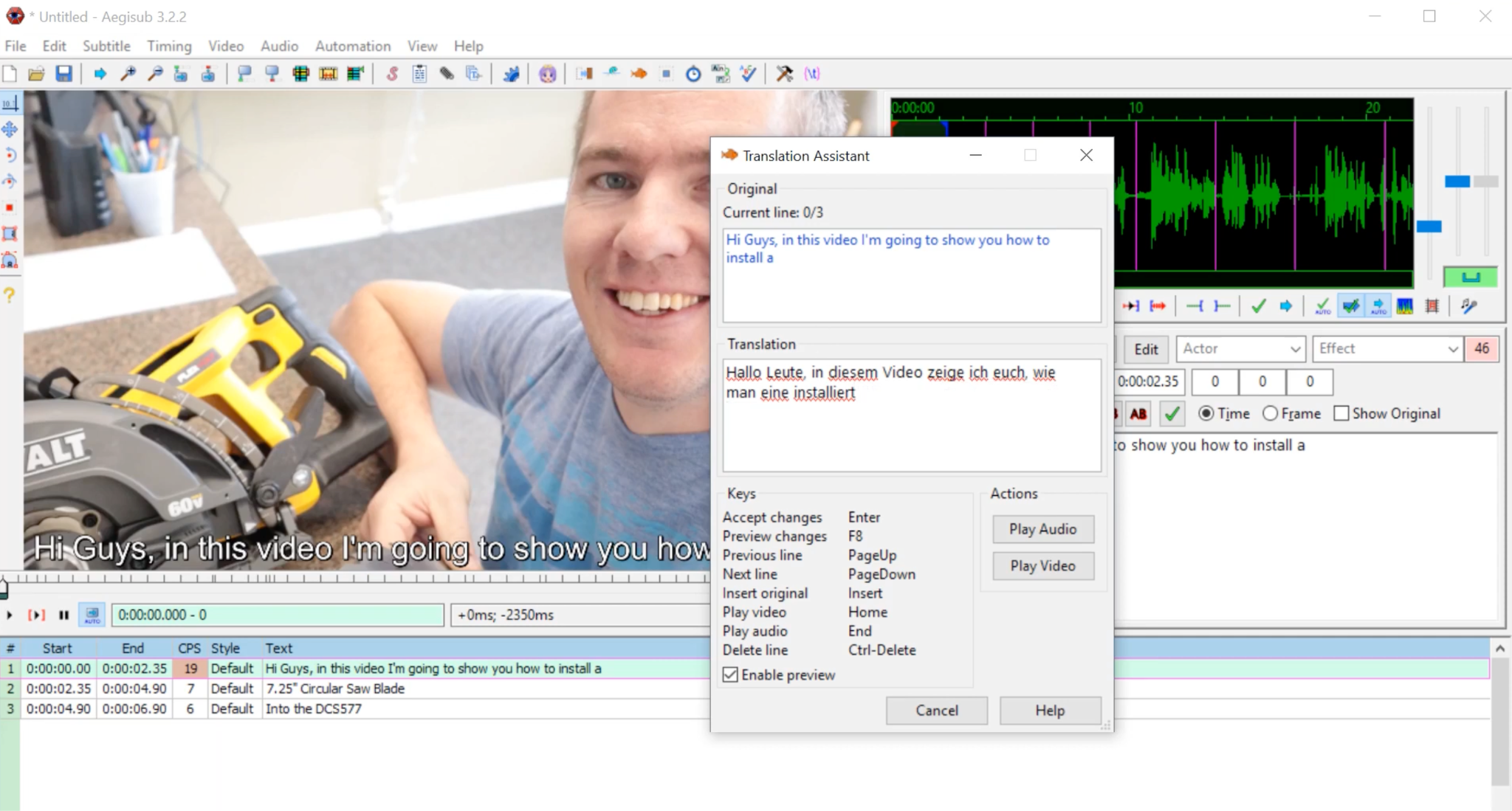 aegisub video editor to add subtitles